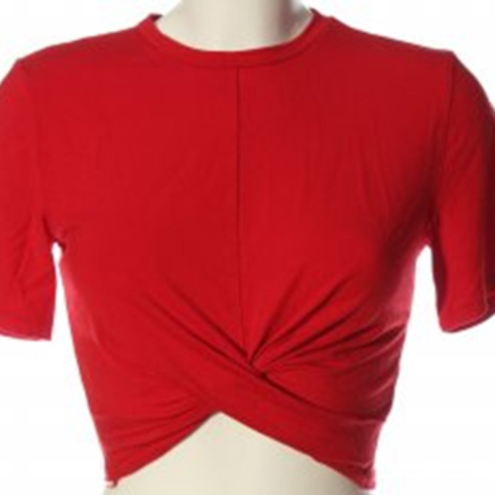 Women's Short Sleeve Knot Detail Crop Top